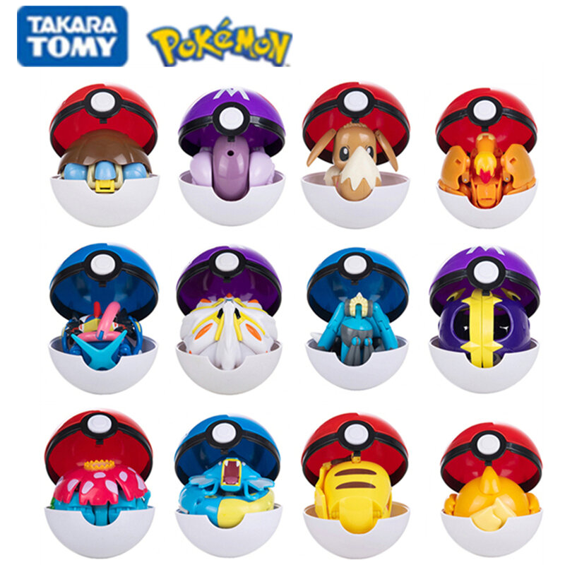 Figurines Pokemon Ball, jouet de déformation authentique, Pikachu, Charizard, Eevee, Mewtwo, Lucario, modèle de monstre de poche, cadeaux
