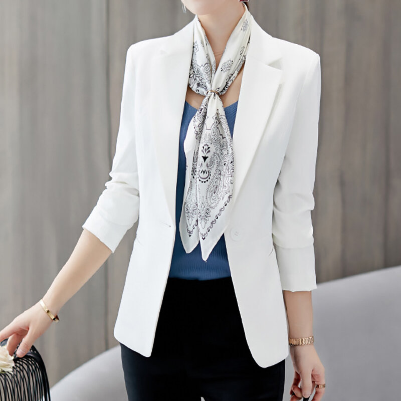 Blazers con muescas para mujer, ajustados de un solo botón trajes elegantes, Blazer informal de manga larga para oficina, nuevo
