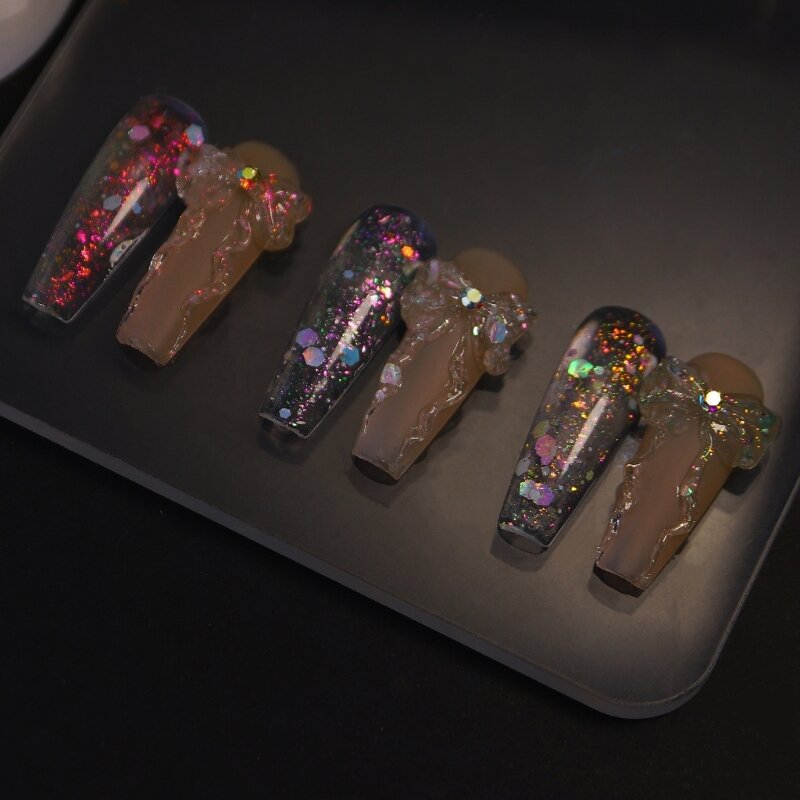 Poly przedłużanie paznokci żele Glitter Poly żele przedłużające Nail Builder DIY Nail Art początkujący prezent na boże dla E74C