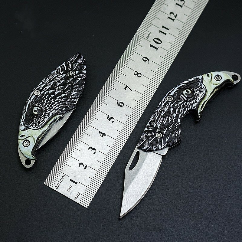 Складной нож из нержавеющей стали для повседневного использования, искусственный нож с открывалкой, креативный портативный многофункциональный нож с головой орла