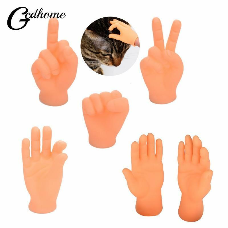 Sarung Tangan Jari Kucing Penggoda Tangan Palsu Boneka Jari Mainan Jari Kecil Lucu Mainan Karet Interaktif untuk Anak Kucing Anjing