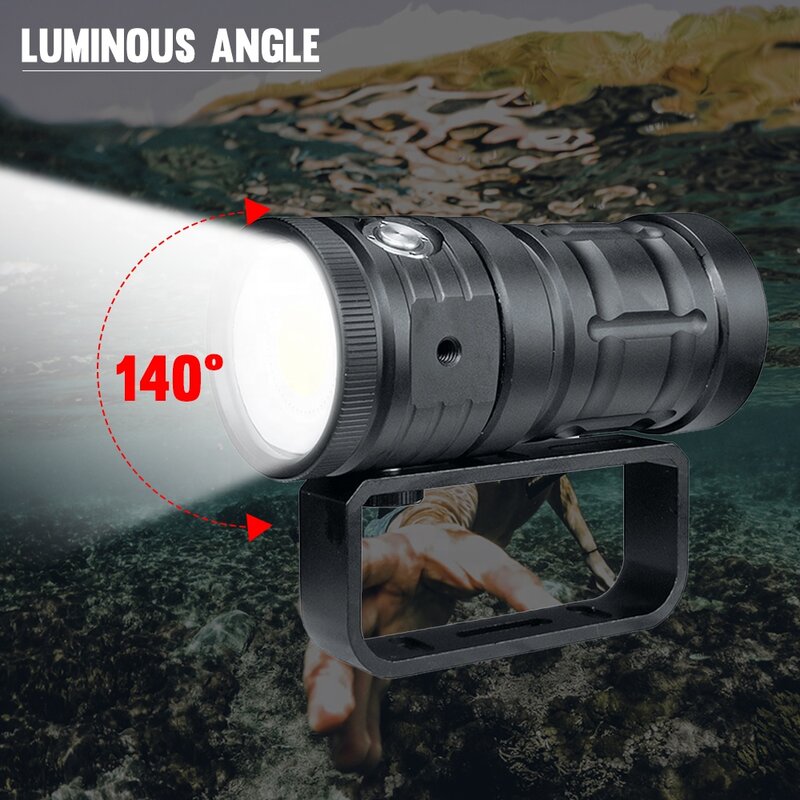 Asafee senter fotografi menyelam, senter pencahayaan menyelam foto/Video bawah air dapat diisi ulang