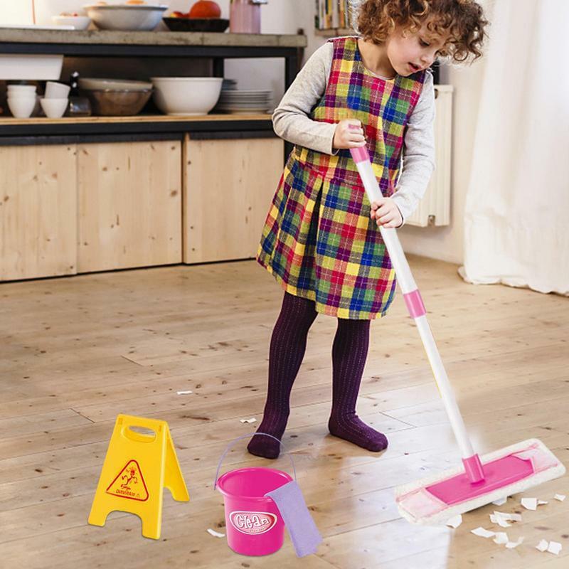 Juego de limpieza para niños pequeños, Kit de suministros de limpieza para el hogar, juego de simulación para niñas y niños, Juego de 3 Herramientas de limpieza para niños pequeños