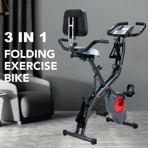 Folding Exercise Bike, 5 in 1 Stationary Bike Magnetic Resistance Cycling Bicycle Upright Indoor Cycling Bike