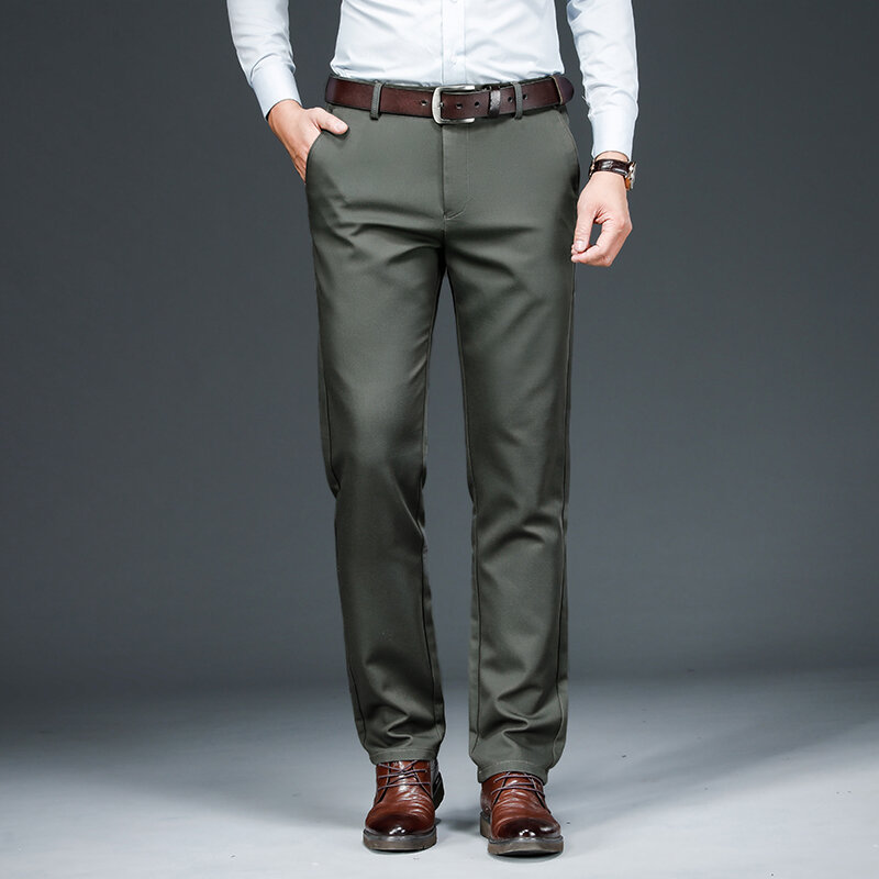 Men's Casual Pants Autumn Loose Straight Stretch Fashion High-End Quality Professional Men's Office Business Trousers