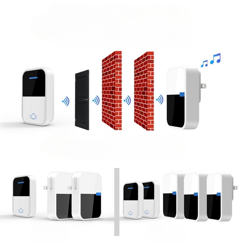 Waterproof US/UK/EU Plug Wireless Doorbell Elderly Pager Ding Dong Reminder Remote Household Doorbell Smart Home 38 Songs Ring