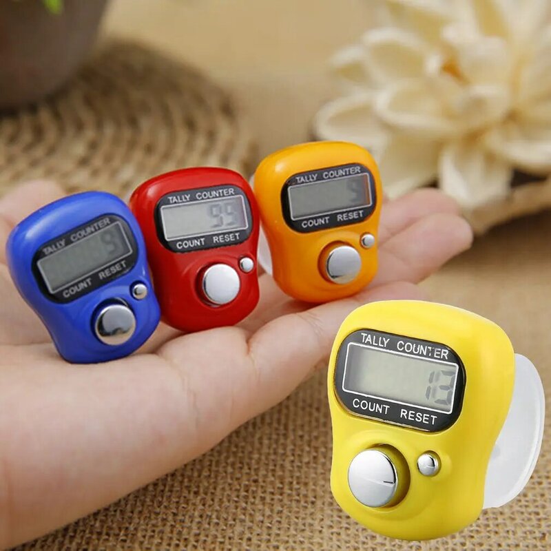 New 1Pcs Portable Electronic Digital Counter Mini LCD Hand Held Finger Ring Tally Counter Stitch Marker Plastic Row Counter