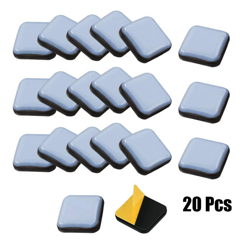 For Moving Heavy Furniture For Hardwood Furniture Sliders Movers 20pcs 25x25mm Blue High Quality New PTFE Self Adhesive