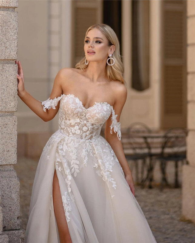 Sukienki damskie Coco na bal koronkowy Amandas Novias oficjalny sklep z rozcięciem suknia ślubna dla kobiet 2023 suknia dla panny młodej suknia wieczorowa kobieta