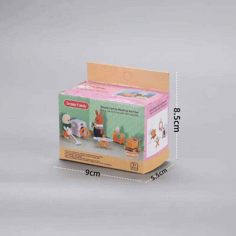 Miniatuur Meubels Bos Familie Wasmachine Accessoires Poppenhuis Gesimuleerd Speelgoed Kinderen Diy Mini Wasserij Cadeau Voor Kinderen