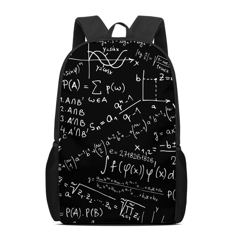 Mochila escolar leve para adolescentes, mochila padrão de equações matemáticas para meninas e meninos, bolsa para laptop, bolsa casual diária
