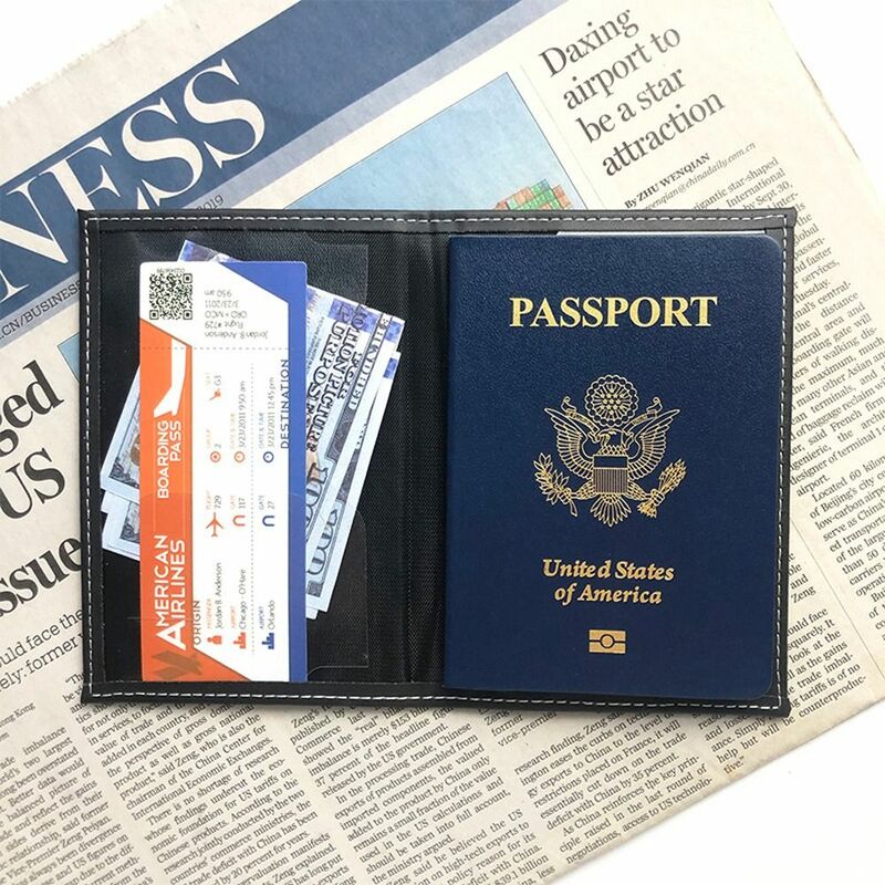 กระเป๋าใส่หนังสือเดินทางหนัง PU, ที่คลุมป้องกันแบบกระเป๋าสตางค์ซองใส่หนังสือเดินทางอุปกรณ์เสริมสำหรับเดินทางเคสใส่บัตร