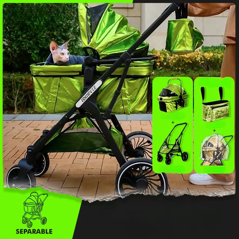 Kinderwagen 2in1 Aparte Opvouwbare Trolley Multifunctionele Buitenkinderwagen Voor Kleine En Middelgrote Huisdieren Met Huisdiermand