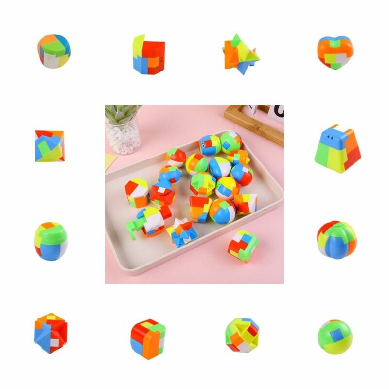 Educational Multi-shape Luban Lock Toys Intelligence Development Toy Colorful Brain Teaser 3D Puzzle Montessori Sensory Toys