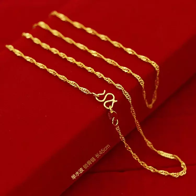 Czysty 100% 18-karatowy złoty naszyjnik 24K dla mężczyzn Drobna biżuteria Hiphop Link Chain Oryginalny solidny dla kobiet Luksusowa biżuteria ślubna