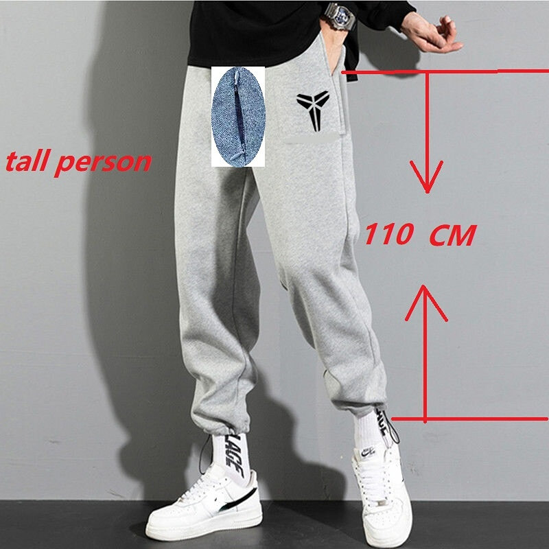 Wydłużone spodnie otwarte krocza spodnie męskie wysokie 180-220cm luźne czas wolny sport spodnie jesienne i zimowe polarowe wiązane kostki