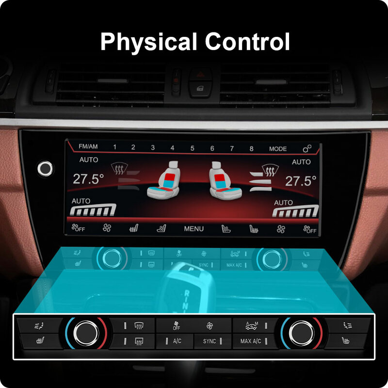 Papan iklim AC untuk BMW, layar kontrol iklim sentuh LCD seri F10 F11 5GT F07 F18 M5 2011-2017 pengontrol suara