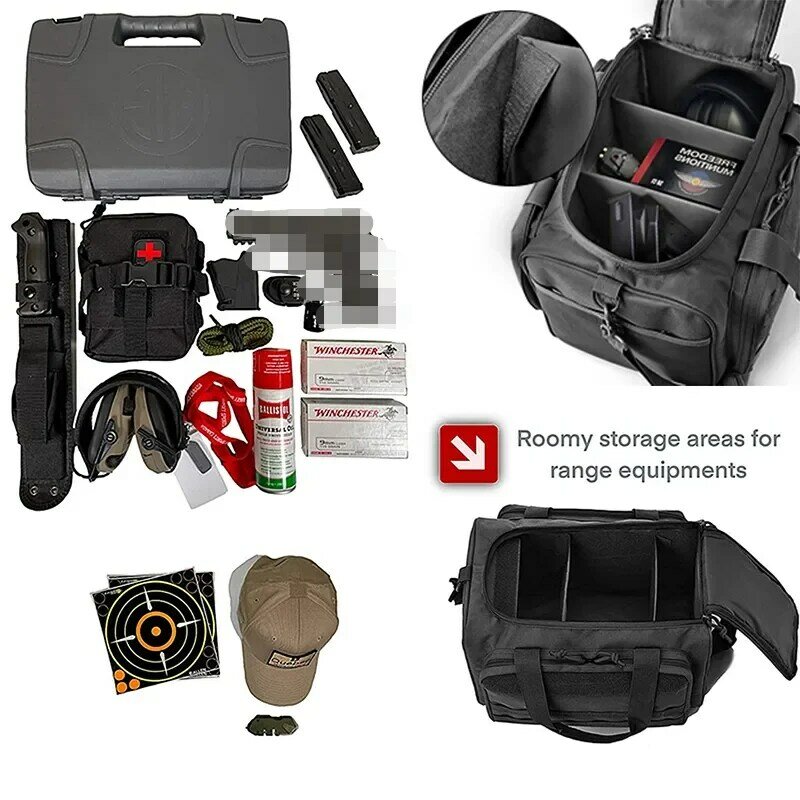 총 사격장 보관 가방, 몰리 시스템, 야외 사냥 액세서리, 나일론 총 전술 케이스 가방, 권총 도구 어깨 팩, 저격수 블랙