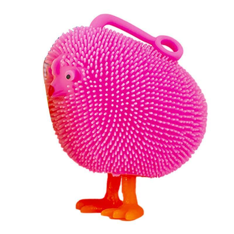 Cute Toy Chickens LED Flashing Puffer Ball Squeeze Kids Toy Anxiety Relief Relocation Adult Party Favors Novelty Gift
