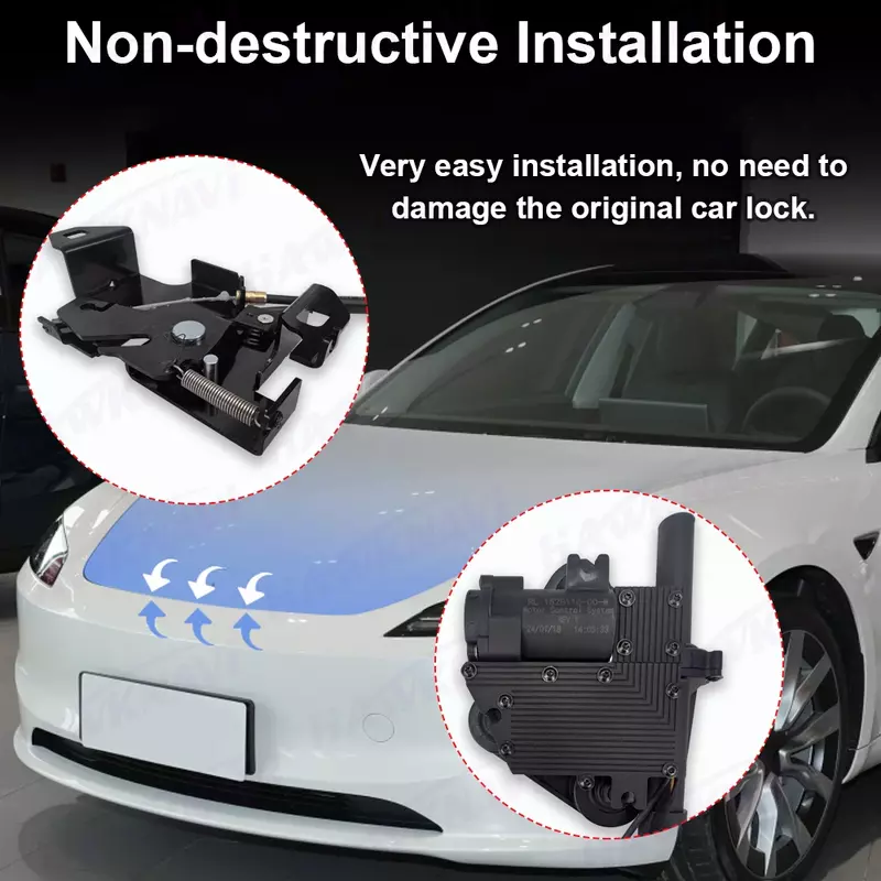 Cerradura de succión eléctrica de Frunk frontal inteligente, accesorios de coche de absorción de cierre suave automático, actualización 2,0, para Tesla Model 3 Model Y
