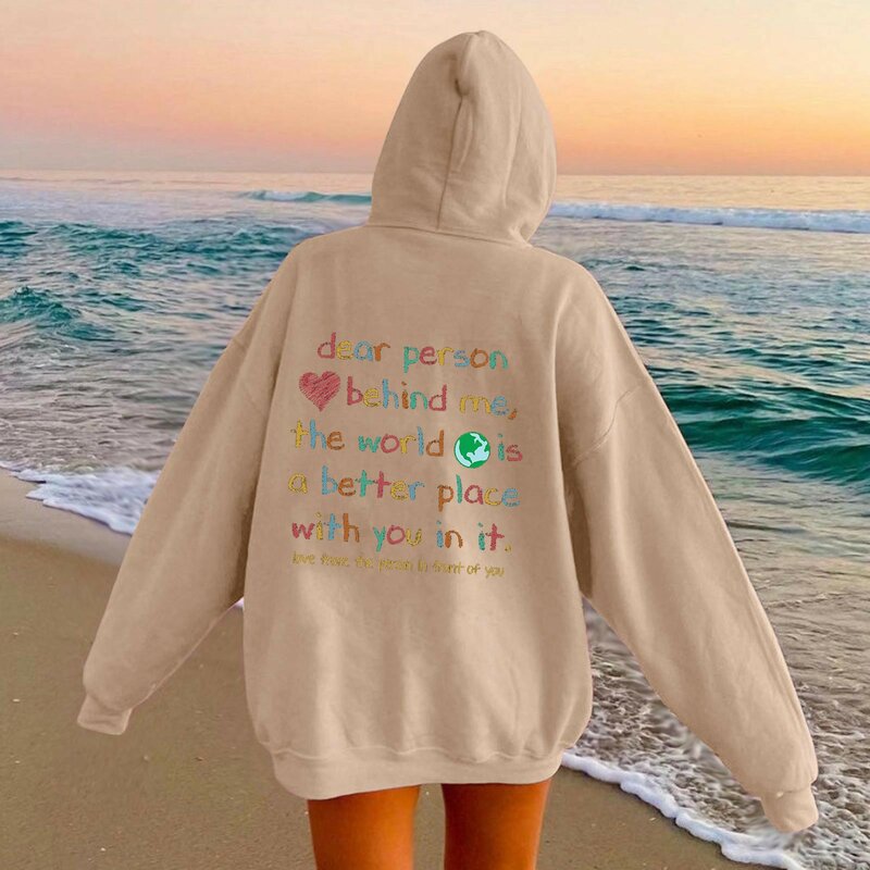Hoodies For Women Word Graphic Sweatshirts For Women Vintage Hoodie Trendy Sweatshirts Kawaii Preppy Clothes Long Sleeve Outwear