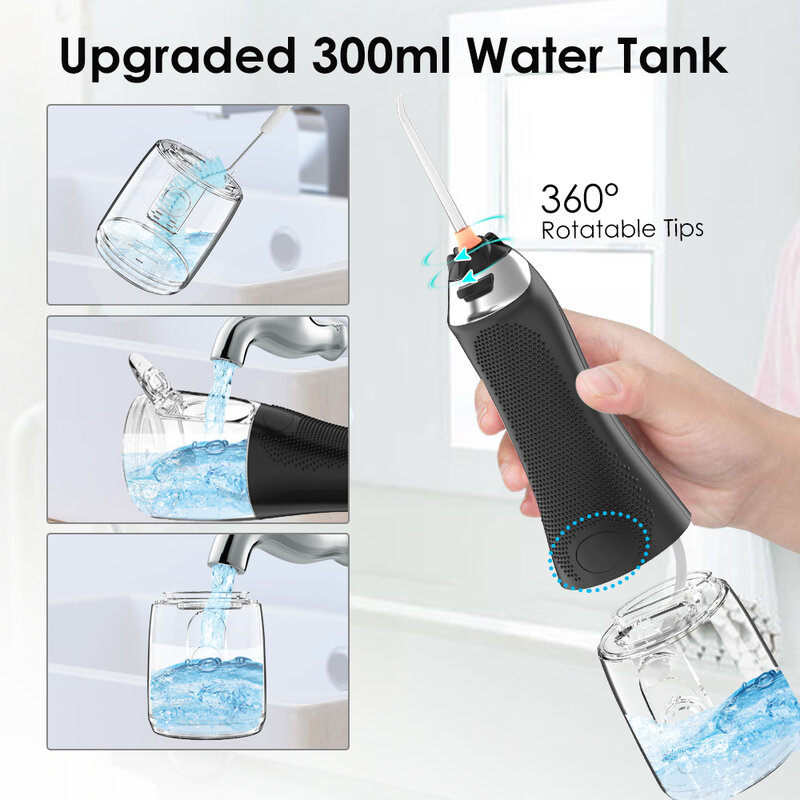Portable Oral Irrigator ชาร์จ USB 300Ml ทันตกรรม Flosser น้ำ H2ofloss Irrigator ทันตกรรมไฟฟ้าทำความสะอาดฟัน Jet
