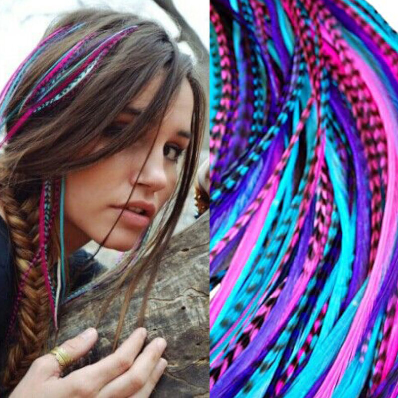 Estensioni dei capelli di piume colorate sintetiche MISSQUEEN 16 "10 fili/confezione estensioni della parrucca in fibra ad alta temperatura da donna in oro nero