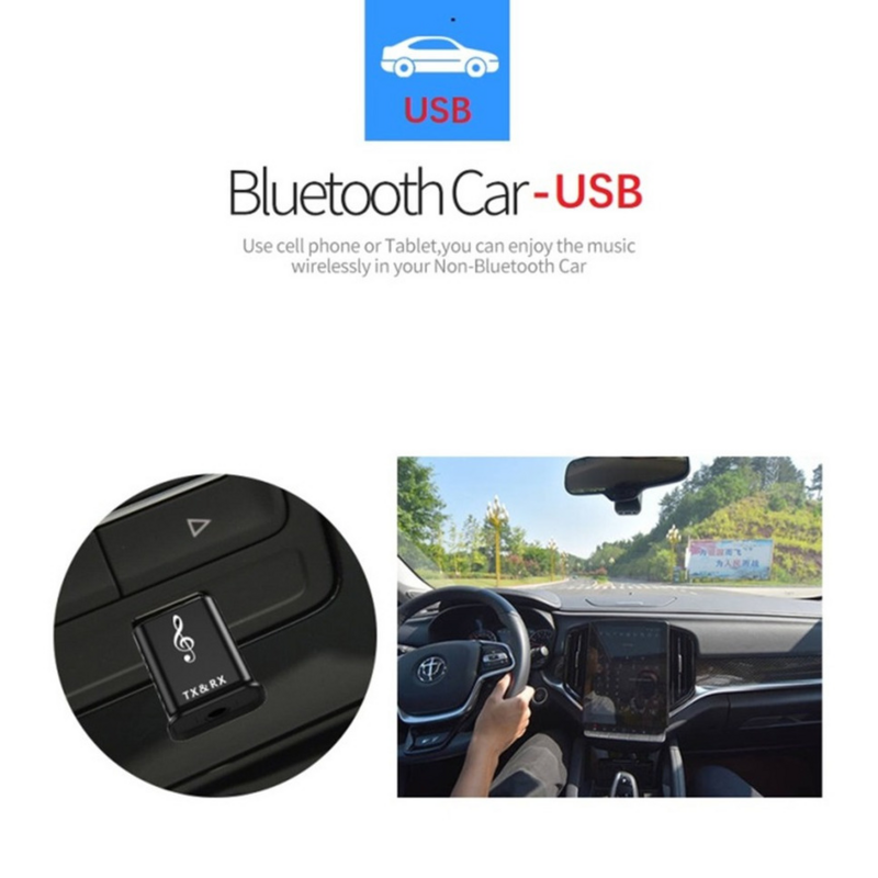Usb Bluetooth 5.0 Audio-ontvanger Zender 3.5Mm Aux Jack 2 In 1 Bluetooth 5.0 Adapter Dongle Voor Pc Tv auto Speaker Headset