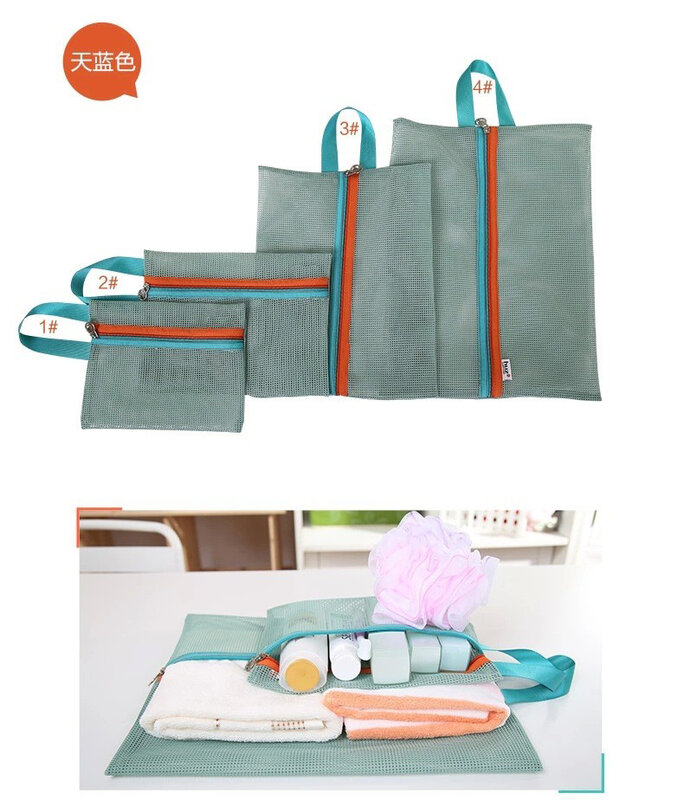 4pcs/set Travel Storage Bag Portable Travel Mesh Bag Case Toiletry Clothes Underwear Hanging Storage Bag Organizer Pouch