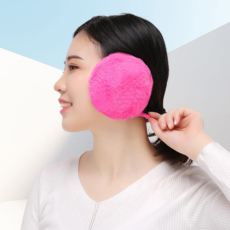 Fashion Solid Color Back Wear Ear Cover Soft Earmuffs Women Thicken Plush Ear Protector Warmer Winter Man Faux Fur Earmuff