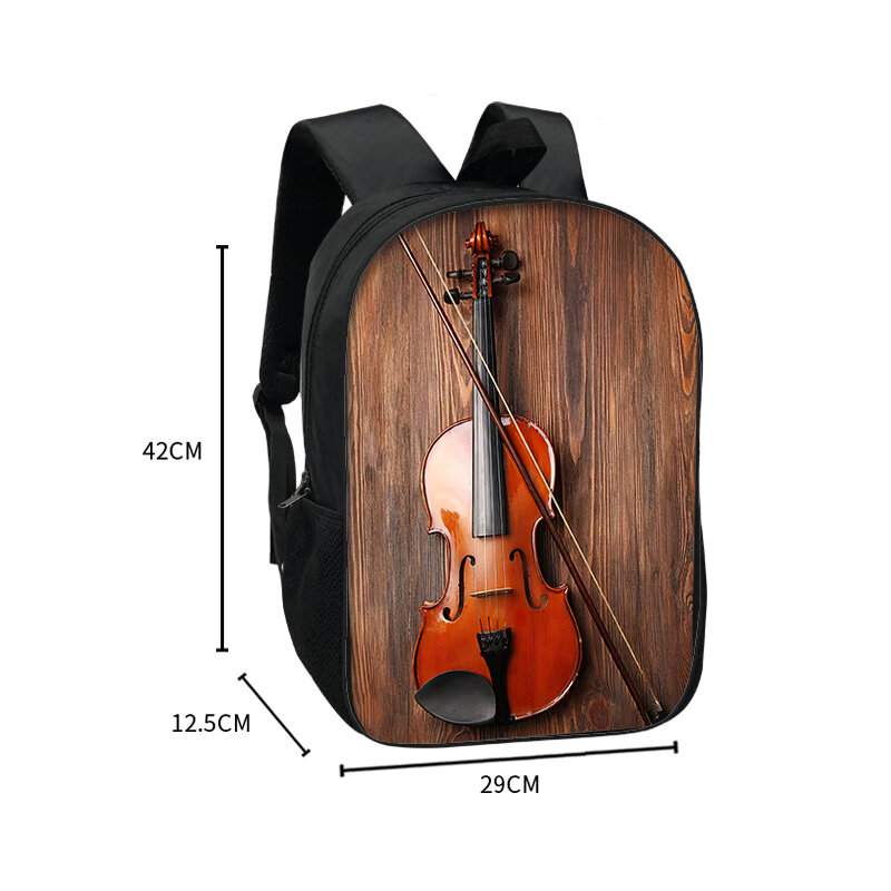 Musical Instrument Guitar / Violoncello / Violin Backpack Music Note Rucksack Canvas School Bags for Teenager Travel Book Bag