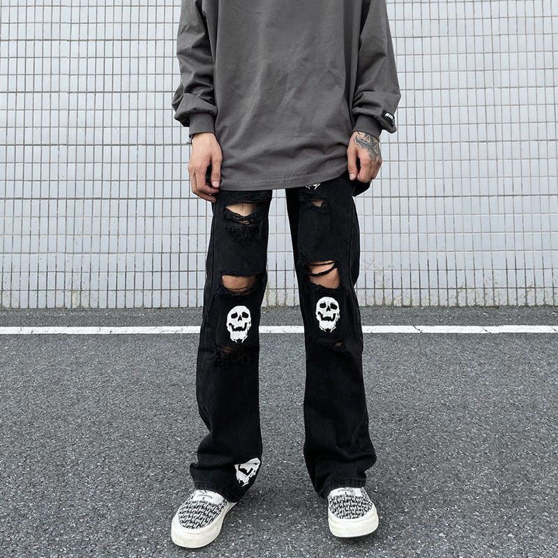 Рваные джинсы Y2K в стиле ретро, новинка 2022, уличные повседневные брюки свободного покроя в стиле хип-хоп для мужчин и женщин