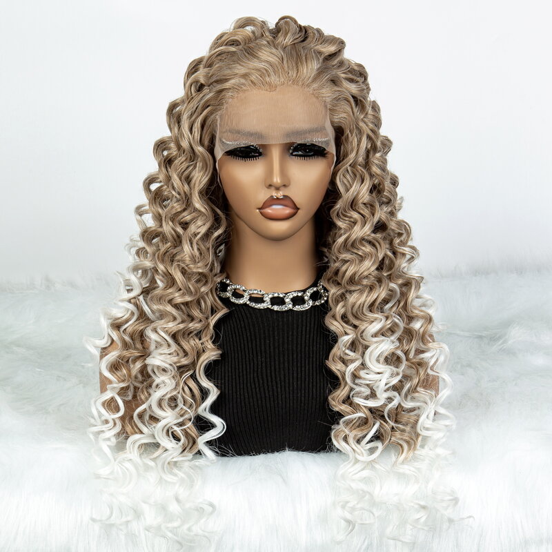 Lace Front Spiral Curly Wig 24 Inch Synthetic Gradient Curly Wig For Women
