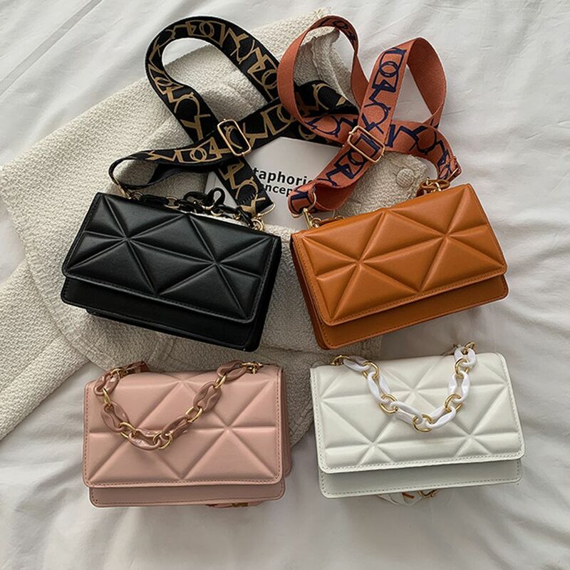Tas bahu besar musim dingin untuk wanita pola batu kulit PU tas Crossover merek Pink Tote tas rantai dompet dompet dompet