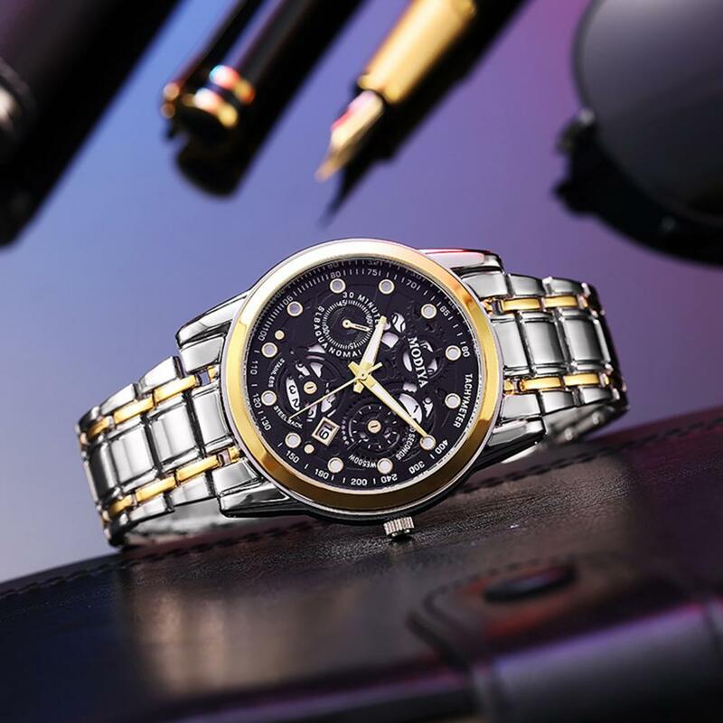Модные мужские часы, изысканные Мужские кварцевые наручные часы с ночной идентификацией даты, высокоточные деловые часы с ремешком из сплава