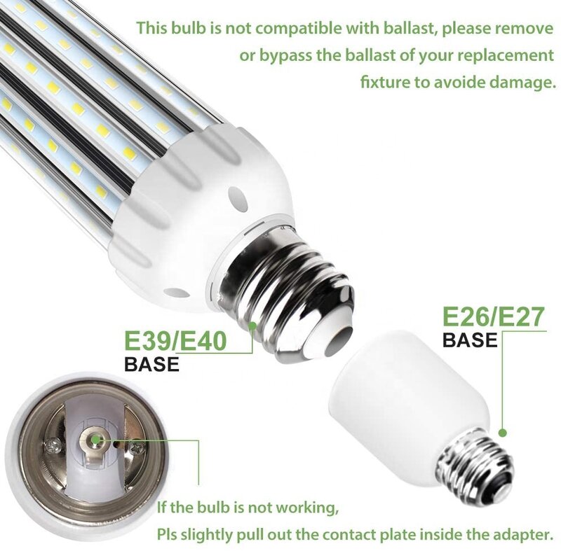 Replace 400W Metal Halide IP65 High Lumen AC85-265V 54W E39/E40 LED Corn Bulb Light warehouse Road Street lighting