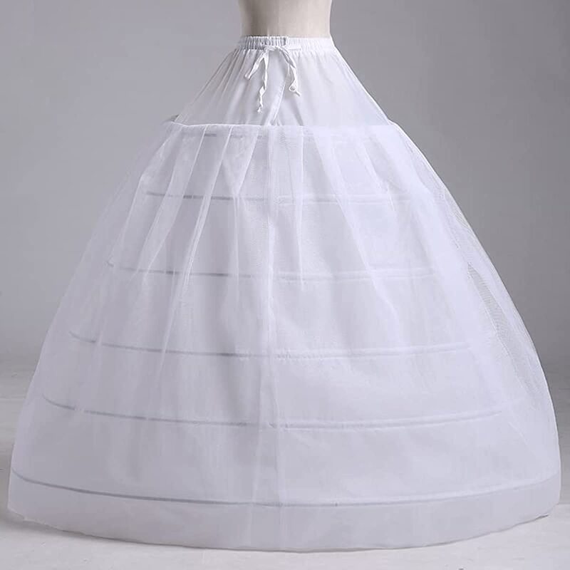 Rok dalam untuk pengantin wanita, setengah selip rok Crinoline 6 lingkaran 2 lapisan rok tulle gaun bola