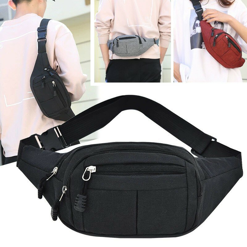 Men Women Fashion Casual Pack Large Phone Bag Pouch Canvas Outdoor Travel Bags Hip Bags Chest Pack Waist Bag