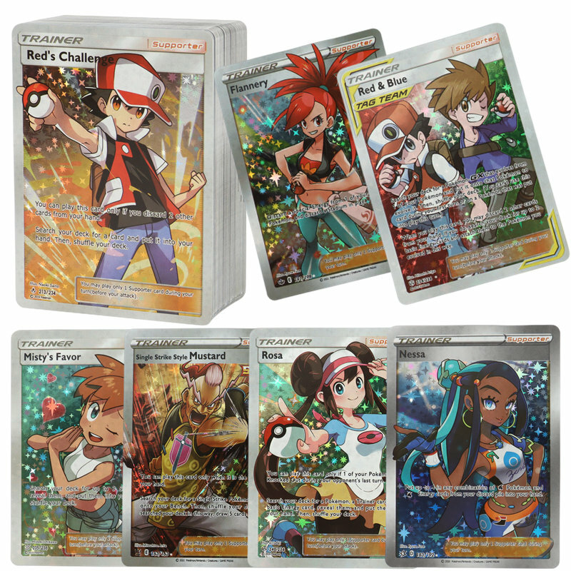 Pokémon Trainer Cards, No Repeat, Versão em Inglês, Jogo Battle Carte, Trading, Shining Proxy Card Toys, Presente das crianças