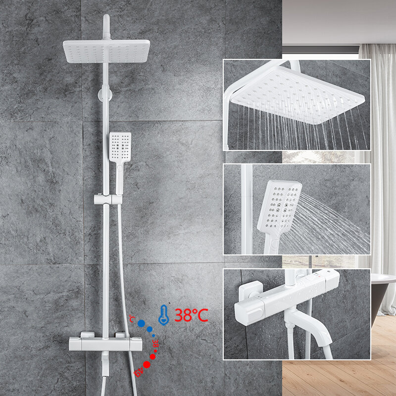 GAPPO-grifo de ducha termostático para baño, mezclador de cascada, termostato de ducha, color negro, G2491-6