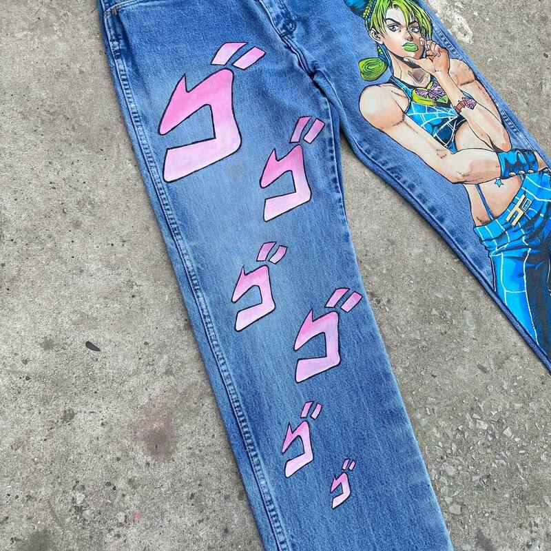 Pantalones vaqueros holgados con estampado de Anime para hombre y mujer, Jeans góticos de cintura alta, pierna ancha, Hip Hop, Harajuku, Y2k