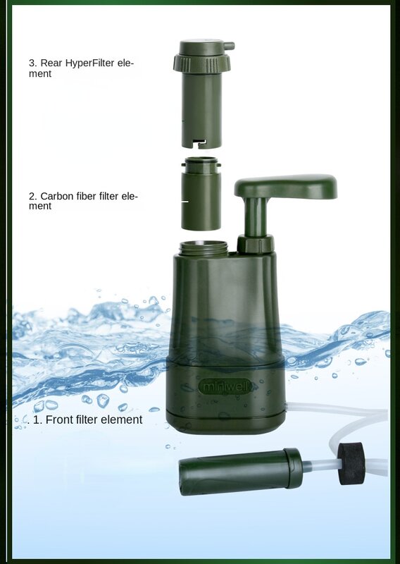 Purificateur d'eau portable, filtre d'urgence, équipement de plein air, survie, camping, sports plication