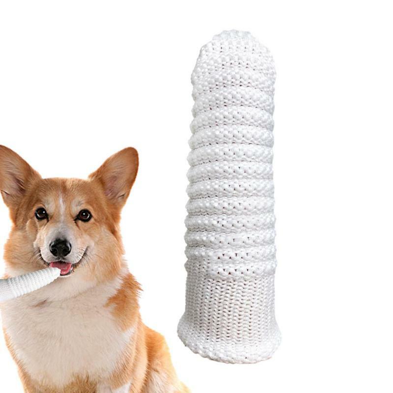 Sikat gigi jari anjing peliharaan lembut alat gigi Tartar napas buruk sikat gigi Aksesori anjing perlengkapan pembersih produk hewan untuk anjing