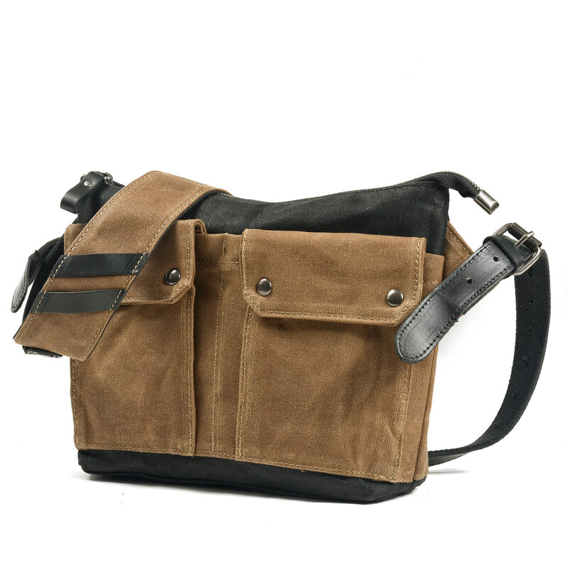 Холщовая сумка-мессенджер для мужчин и женщин, маленькая сумочка из масляного воска в стиле ретро, для повседневного отдыха, поездок на открытом воздухе