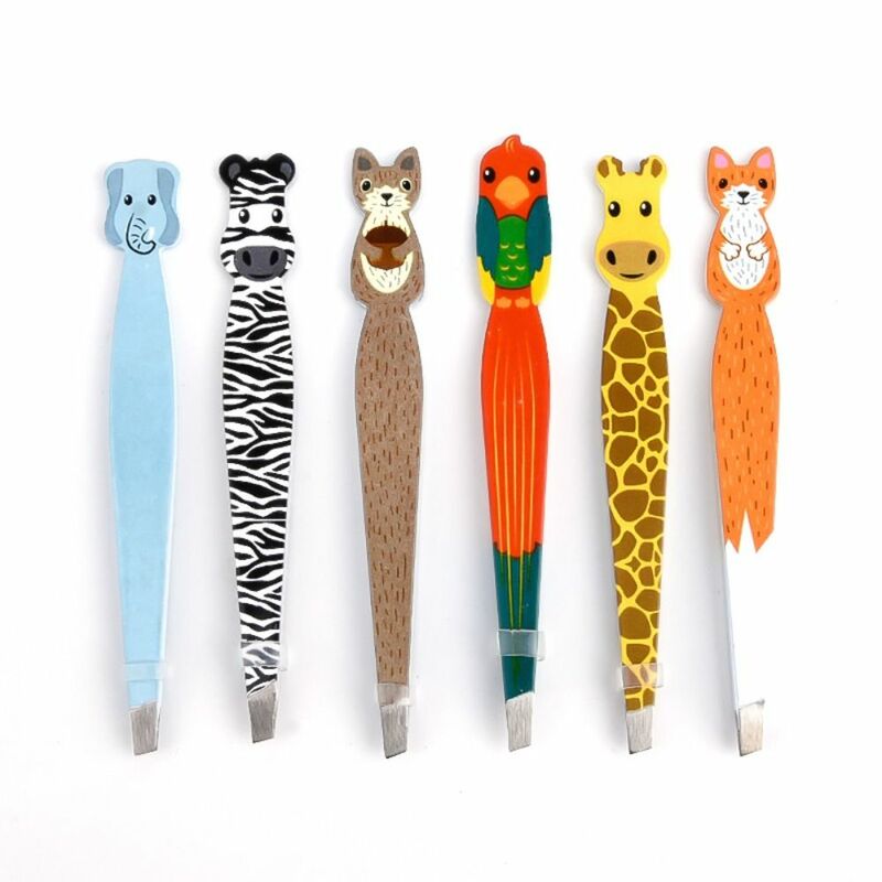 만화 동물 모양 눈썹 트위저 휴대용 속눈썹 컬러, 내구성 스테인레스 스틸 눈썹 면도 도구, 눈썹 클립