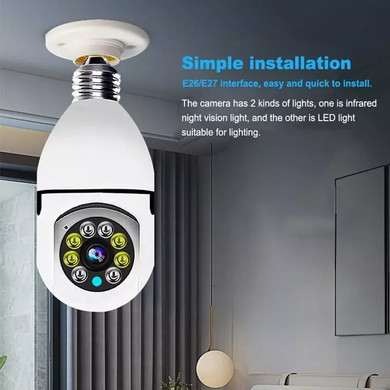 E27 1080P Indoor Wifi Ip Camera Draadloze Bewakingscamera Home Ptz Auto Tracking Babyfoon Alexa Security Ip Camera