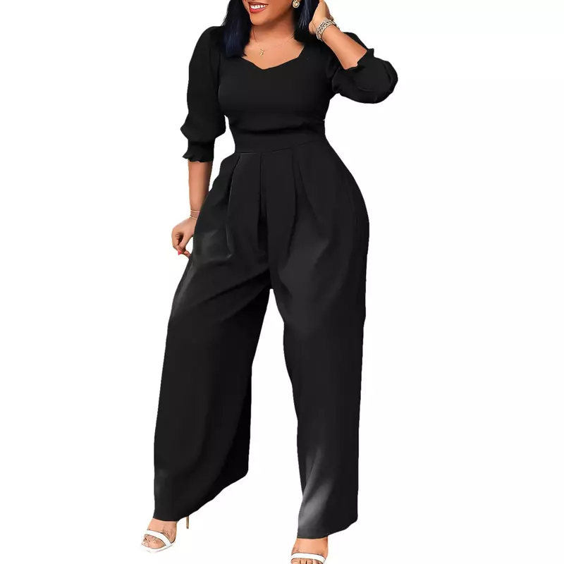 Blau weiß rot schwarz afrikanische Kleidung für Frauen Outfits lose Overall Mode Streetwear Ärmel Polyester weites Bein Overall