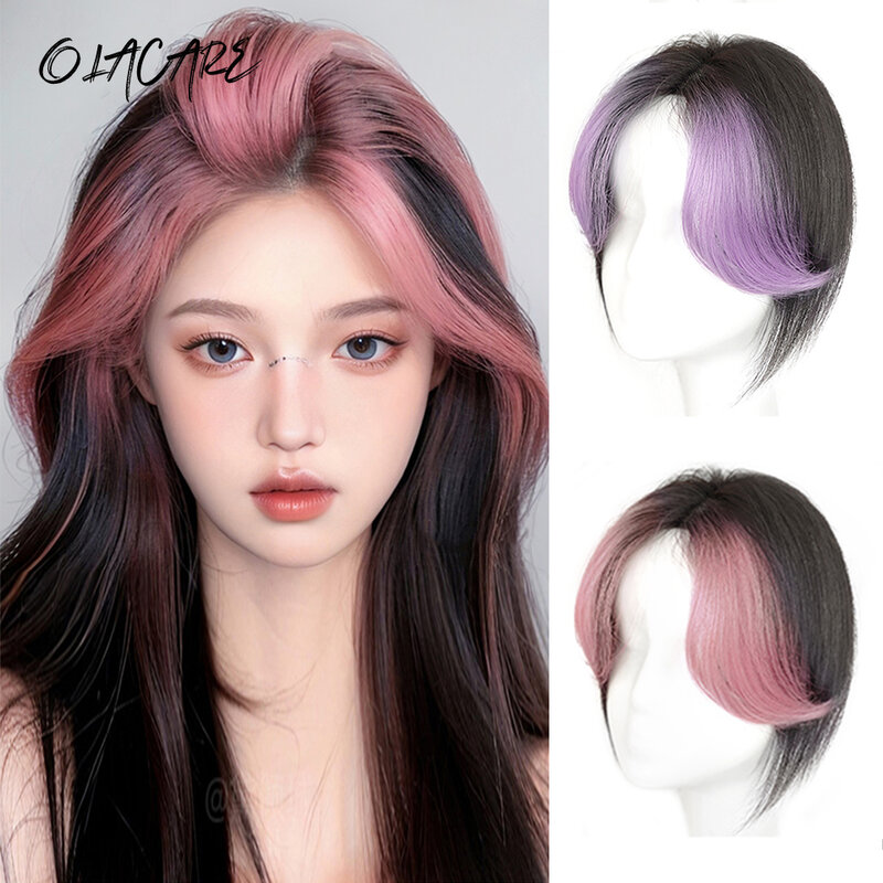 OLA Middle Part Fake Bangs Fringe Synthetic Topper Hairpiece Clip-In Bang Extension Natural Invisible Clourse Hairpiece Women