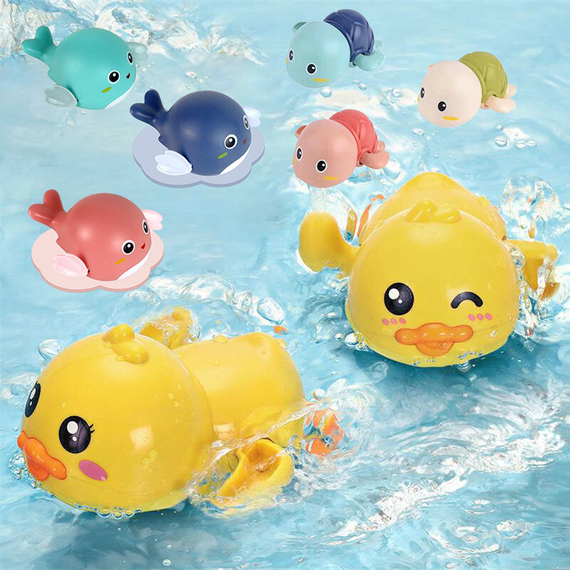 Baby Bath Toys Pool Beach Classic Chain Clockwork Water Toy Bathing Duck Turtle Dolphin For Kids Water Playing Toy