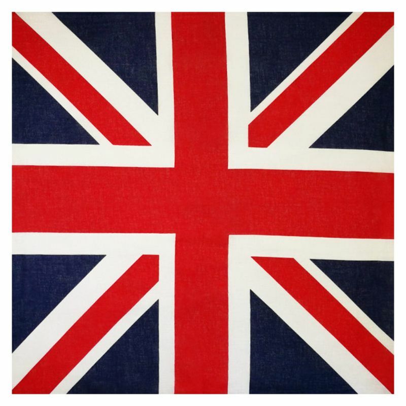 Sciarpa quadrata bandana multiuso in cotone hip-hop Fazzoletto avvolgente con fascia stampata British Union Jack per donna uomo